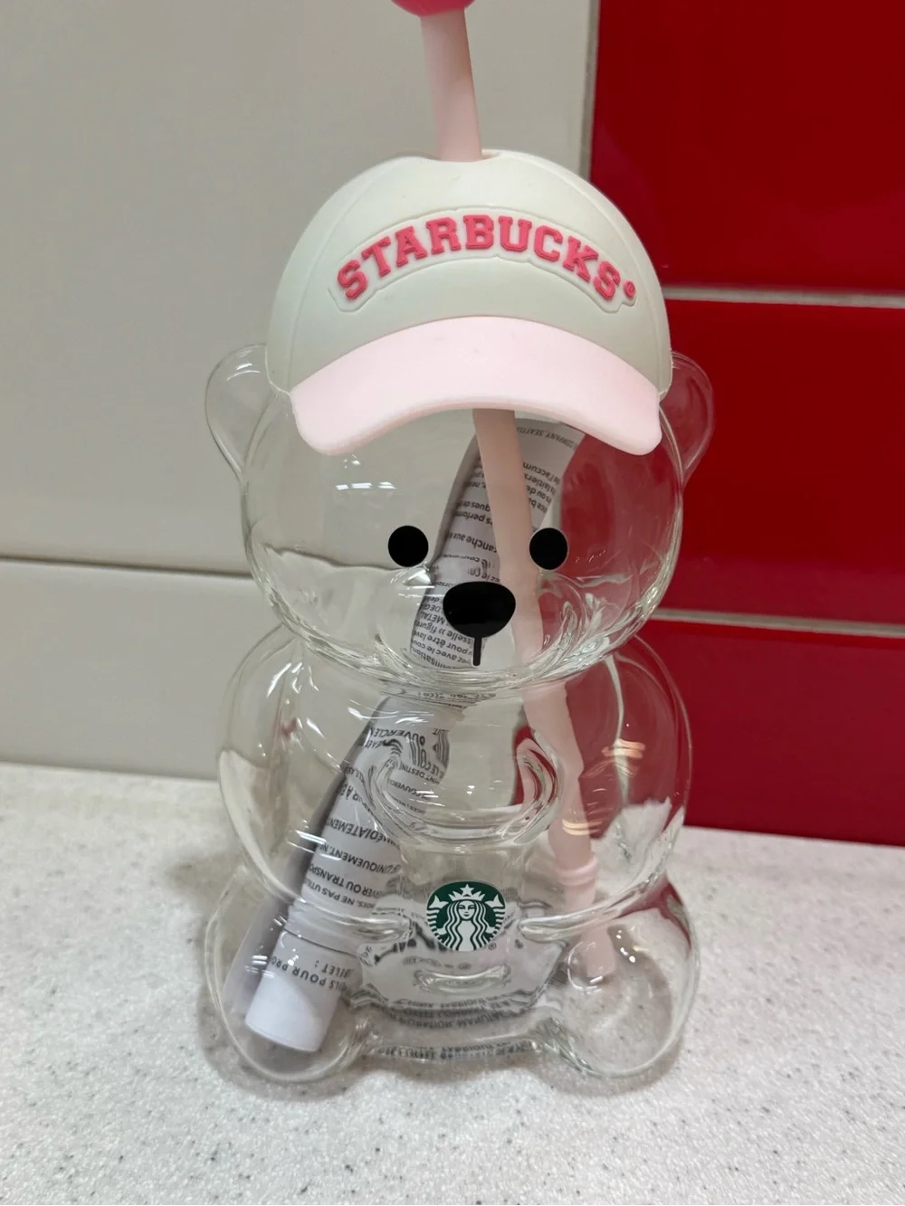 Starbucks  Pink Bearista Cup With Strawberry Topper